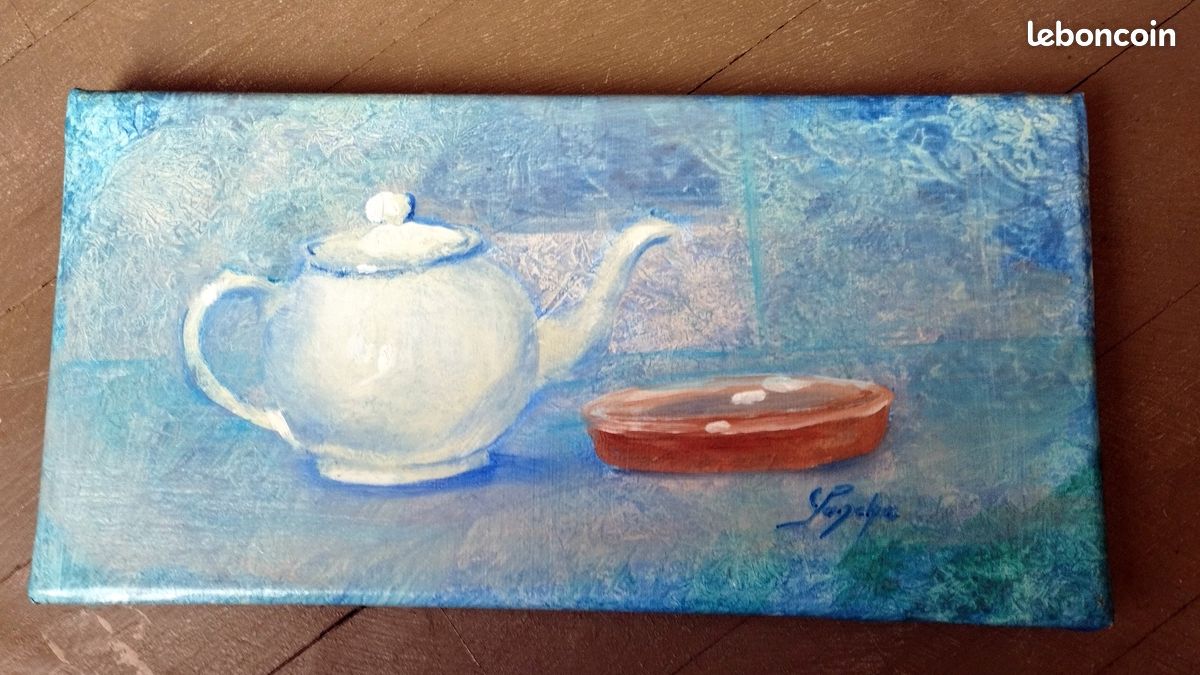 Petit tableau toile sur chassis déco/thé 15 x 30 (image 1)