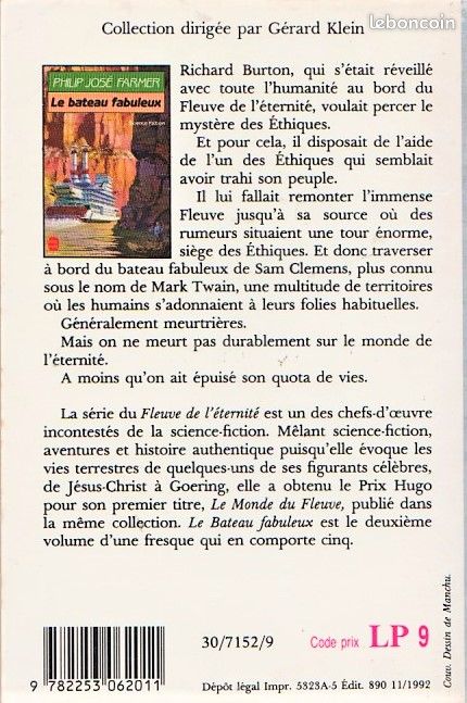 Le Bâteau fabuleux Le fleuve de l' éternité - Philip José FARMER SF - Le livre de poche 7152 (image 2)