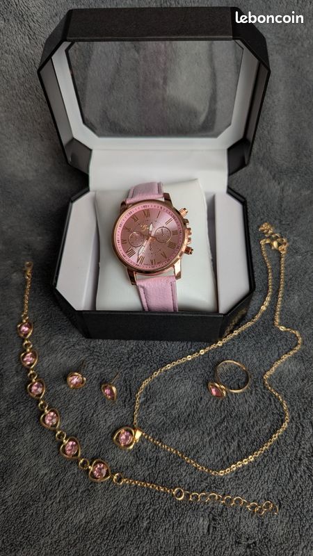 Coffret montre & bijoux rose – Élégance, style et un soupçon de malice (image 1)