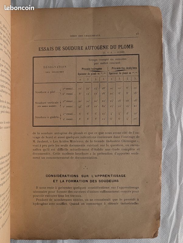 La soudure autogène oxyacétylénique du plomb (image 3)