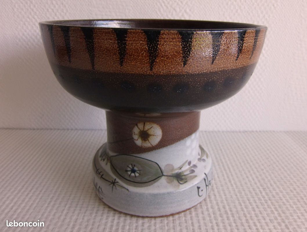 Superbe grand bougeoir en céramique de André L'Helguen pour Keraluc Quimper - Vintage (image 12)