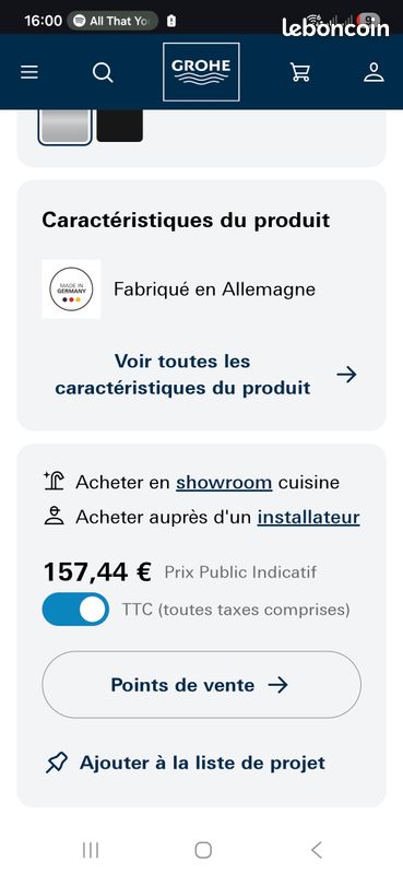 Mitigeur GROHE Chromé neuf (image 8)