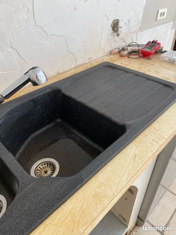 Évier de cuisine 2 bacs avec surface égouttoir (image 4)