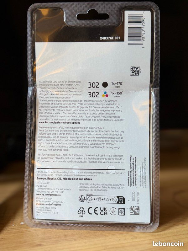 Cartouche d'encre ELECTRO DEPOT compatible HP H 302 noir et couleurs
