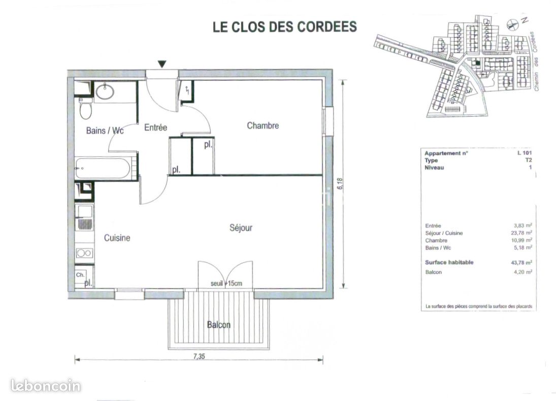 Appartement 2 pièces 44 m² · à Châtelaillon-Plage · 44 m² · 628 €/mois