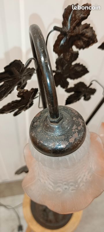 Grande lampe style Art Nouveau – d’après Auguste Moreau – couple d’enfants (image 3)