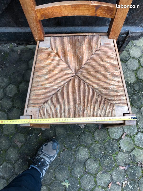 Chaise Ancienne Bois Paillage (image 2)