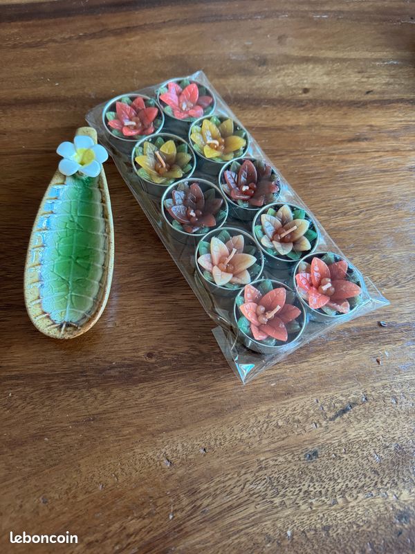 Joli ensemble bougie fleur et son porte-bougie en céramique (image 6)