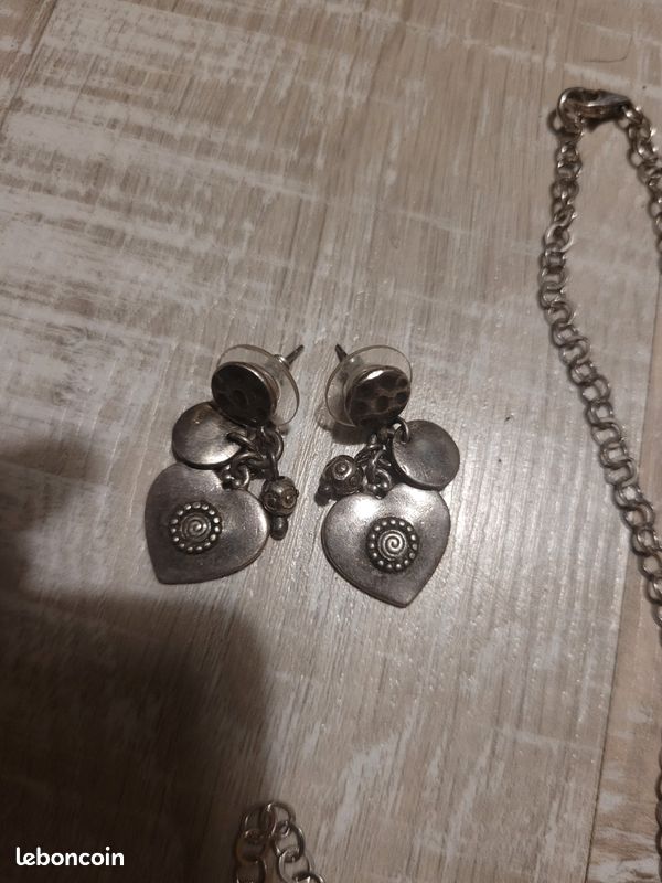 Parure collier bracelet boucles d'oreilles coeur (image 4)