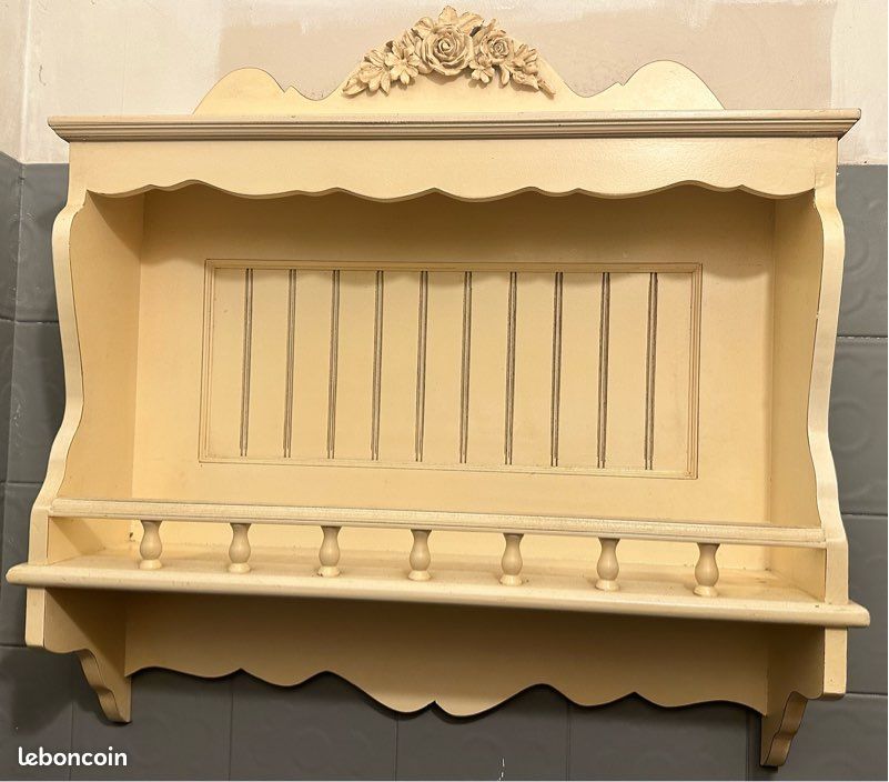 Lot 3 étagères murales shabby chic campagne romantique patine crème (image 1)