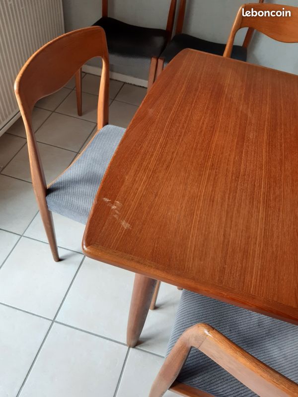 Table & 8 chaises en teck, style danois (image 5)