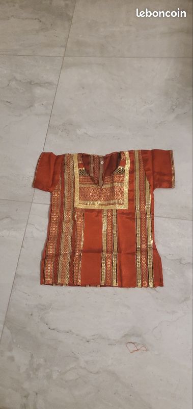 Robe orientale bébé fille 2ans orange et doré (image 1)