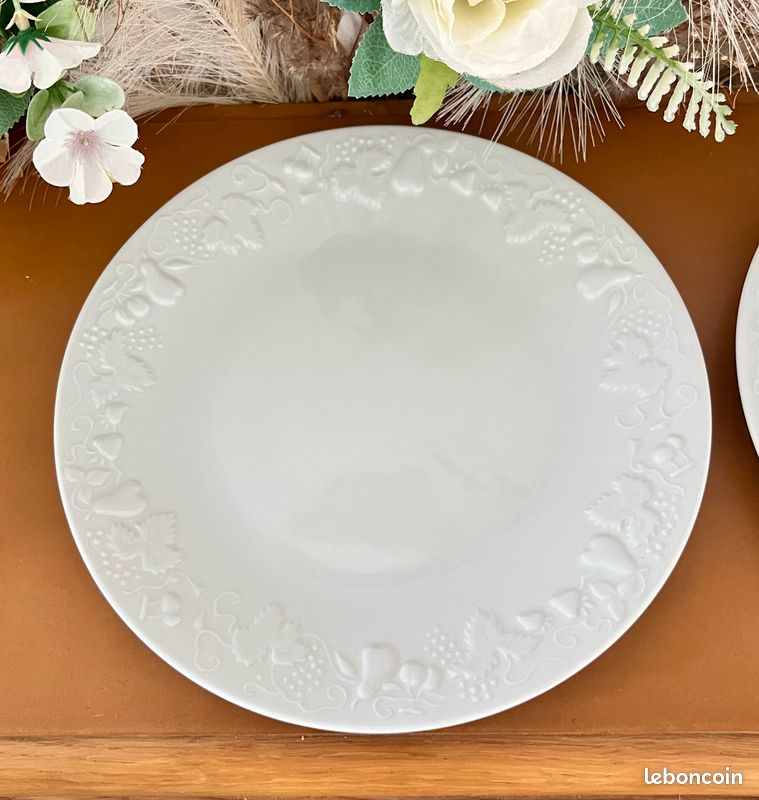 🌺🌸 White Collection - Lot n° 2602 - 6 Assiettes plates "California" - Deshoulières - Limoges 🇫🇷 (image 11)