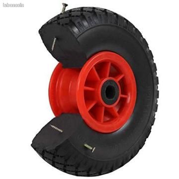 Lot De 4 Roues Increvables 260x85 (3.00-4) Alésage 25mm Avec Roulement à Rouleaux - Pour Diable, Chariot Jardin