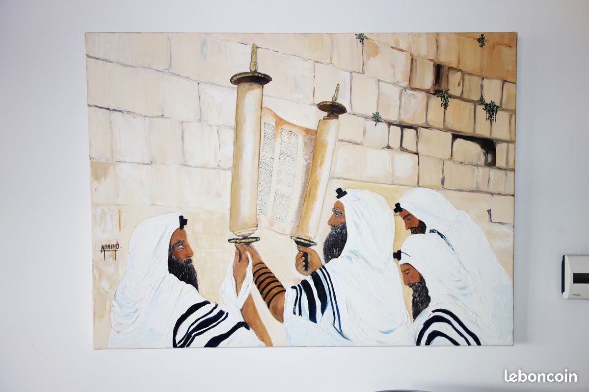 Grand Tableau (de culte Juif) sur toile véritable (image 1)
