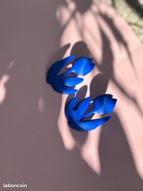 Boucles D'Oreilles Taratata Modèle Tulipes Bleues N°72 - Neuf Avec Étiquettes