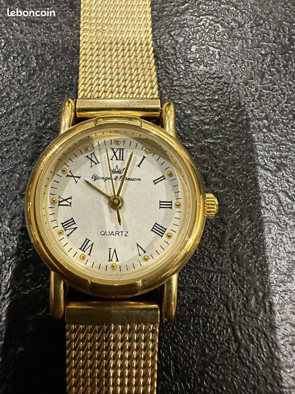 Montre Femme Quartz Dorée - Neuf Sans étiquette, Cadran Blanc, Mouvement à Quartz
