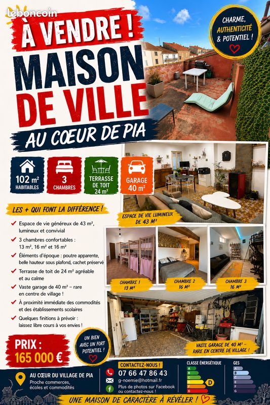 Maison 4 pièces 102 m² · à Pia · 102 m² · 165 000 €