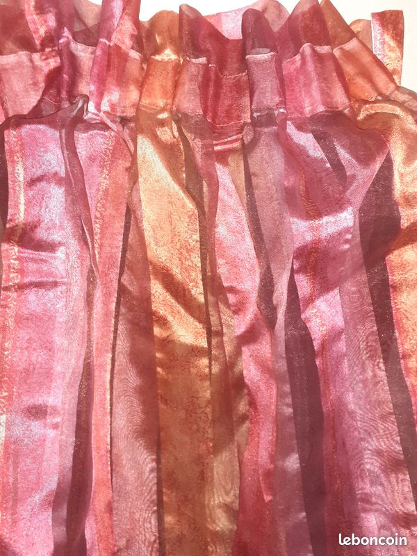 3 Rideaux rayés rose orange (image 3)