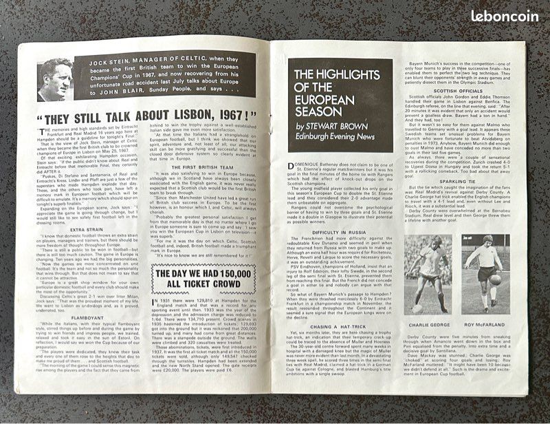 Programme Officiel 1/4 Finale Coupe D'Europe 1976 – Saint-Etienne / Dynamo Kiev – Livret Vintage