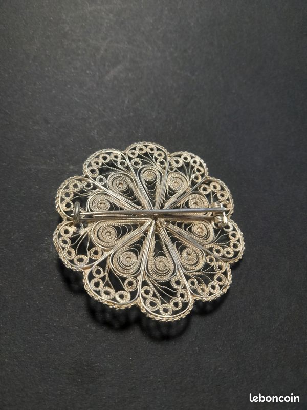Ancienne broche argent filigrane, panier de fleurs,af1604 - Montres & Bijoux Ancienne broche argent filigrane, panier de fleurs,af1604 - Montres & Bijoux