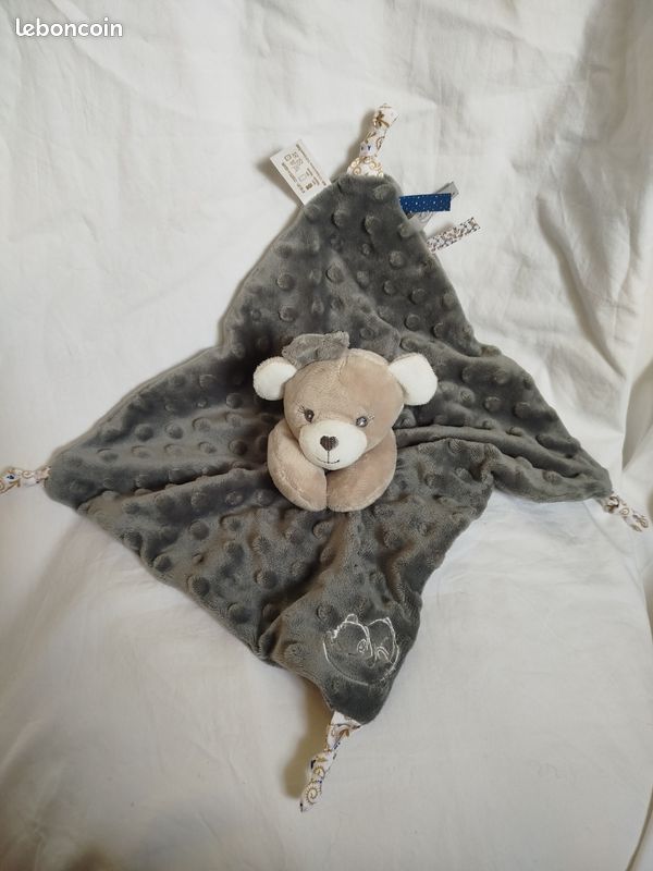 Doudou plat ours gris foncé Dodo D'Amour (image 1)