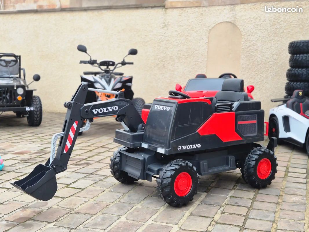 Voiture électrique enfant « Volvo Excavator 12 V » – louche avant + MP3 + roues EVA – rouge (image 3)