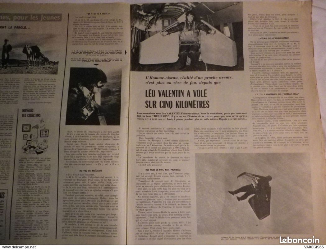 BENJAMIN - HEBDOMADAIRE ILLUSTRÉ n° 80 - 13/06/1954 - 52000 Km EN 2cv , LEO VALENTIN HOMME-OISEAU (image 2)