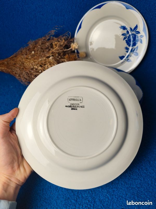 Lot de 6 assiettes Sarreguemines Corsica – faïence vintage bleu – années 50/60 (image 5)