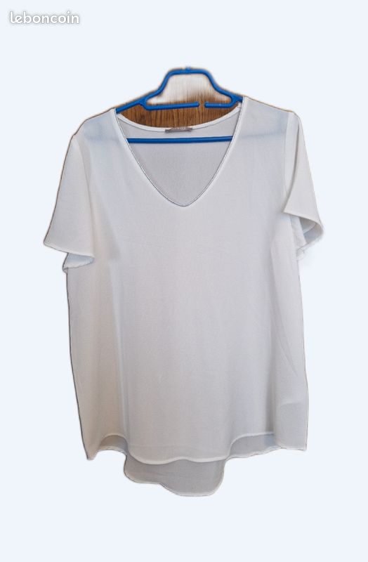 Haut t. 44 orsay. Blanc liseret argenté polyester (image 1)