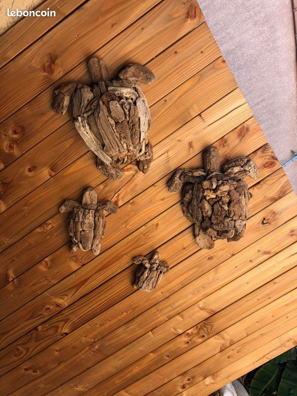 Tortue de mer en bois flotté (image 4)