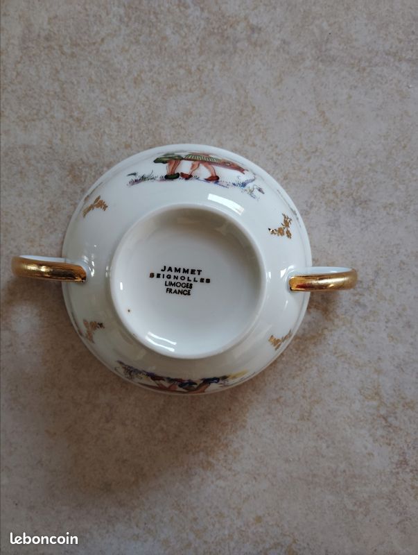 Bol ancien à soupe ou bouillon porcelaine Jammet Seignolles Limoges (image 9)