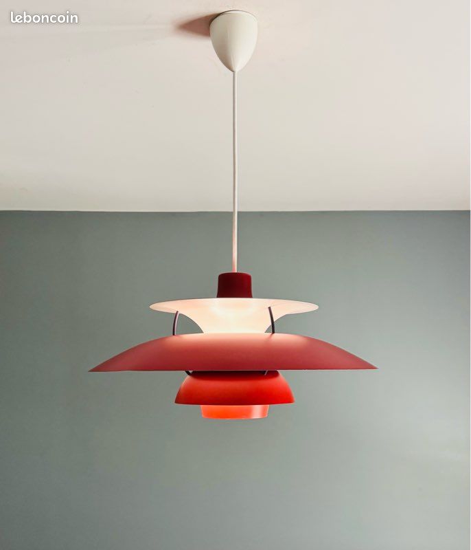 Suspension PH5 Louis POULSEN rouge années 60 70 (image 4)