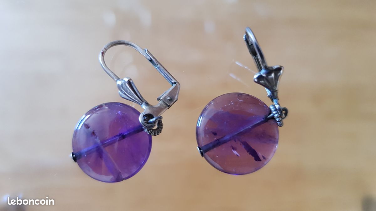 Boucles d'oreilles en améthyste naturelle (image 2)