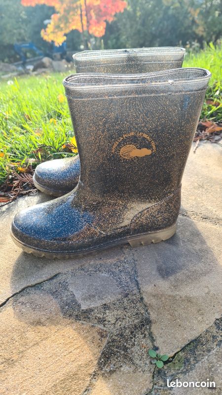 Bottes de pluie à paillettes noir fille Taille 35 La Halle