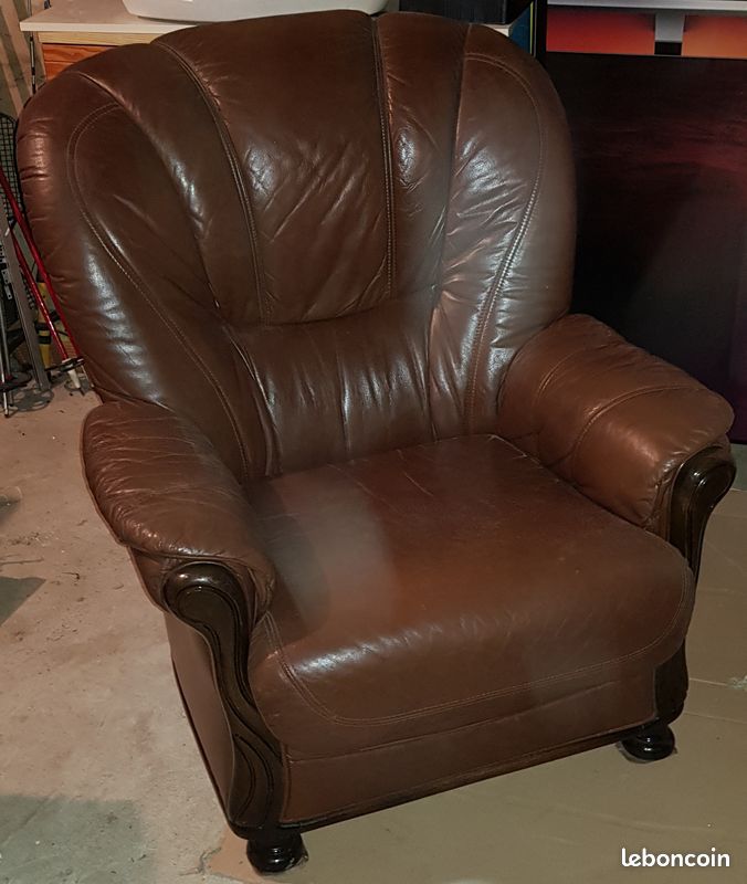 Fauteuil en Cuir Marron (image 1)
