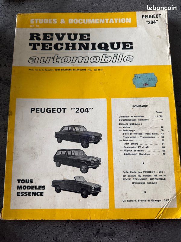 REVUE TECHNIQUE AUTOMOBILE PEUGEOT 204 Tous modèles essence (image 1)