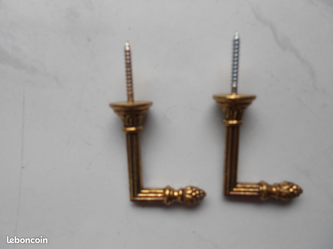 Paire De Gonds D'Embrasse Louis XVI - Laiton Patiné 11 Cm - Rideaux