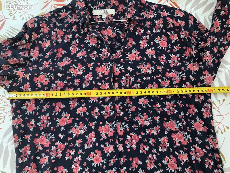 Chemise C&A marine fleurie rose M (image 6)