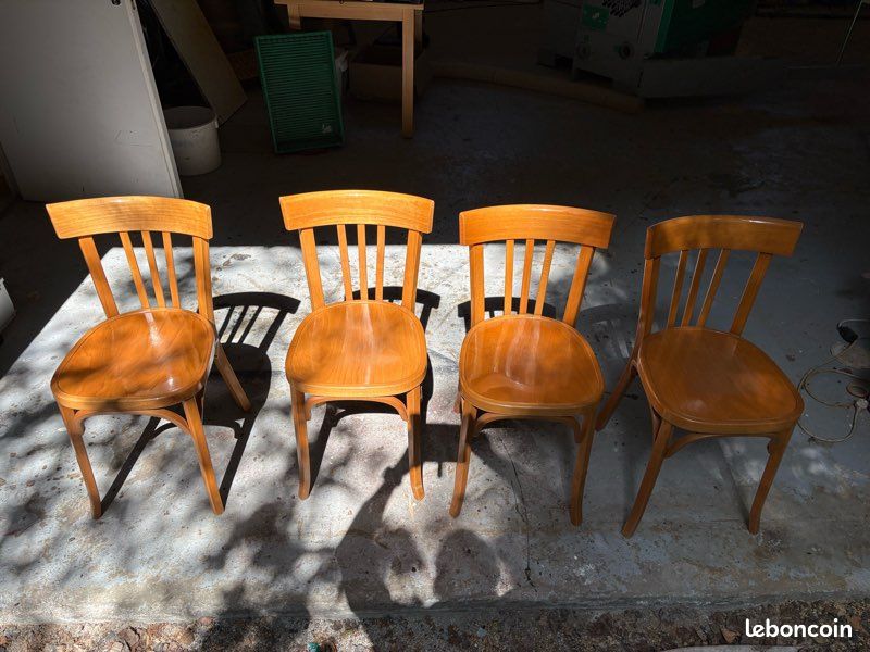 4 chaises Baumann bistrot vintage en bois – années 50/60 (image 1)