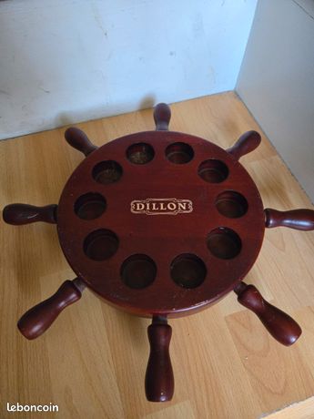 Plateau fait main en bois et métal rum Kraken - FR