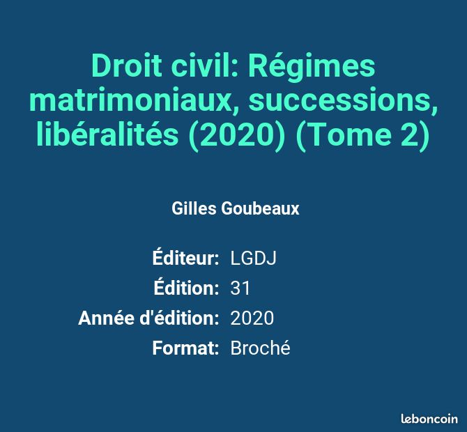 Droit civil: Régimes matrimoniaux, successions, libéralités (2020) (Tome 2) - Gilles Goubeaux... (image 2)