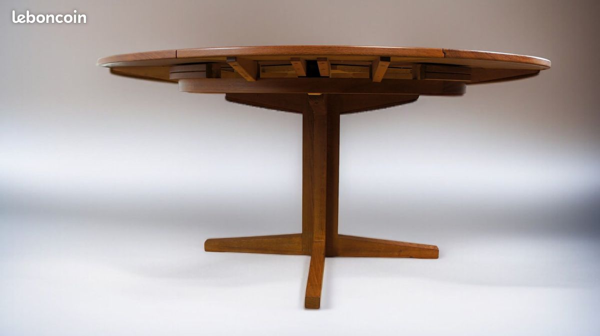 Table de Repas Danoise Flip-Flap Édition Dyrlund Modèle « Lotus » en Teck Vintage 1960 (image 4)