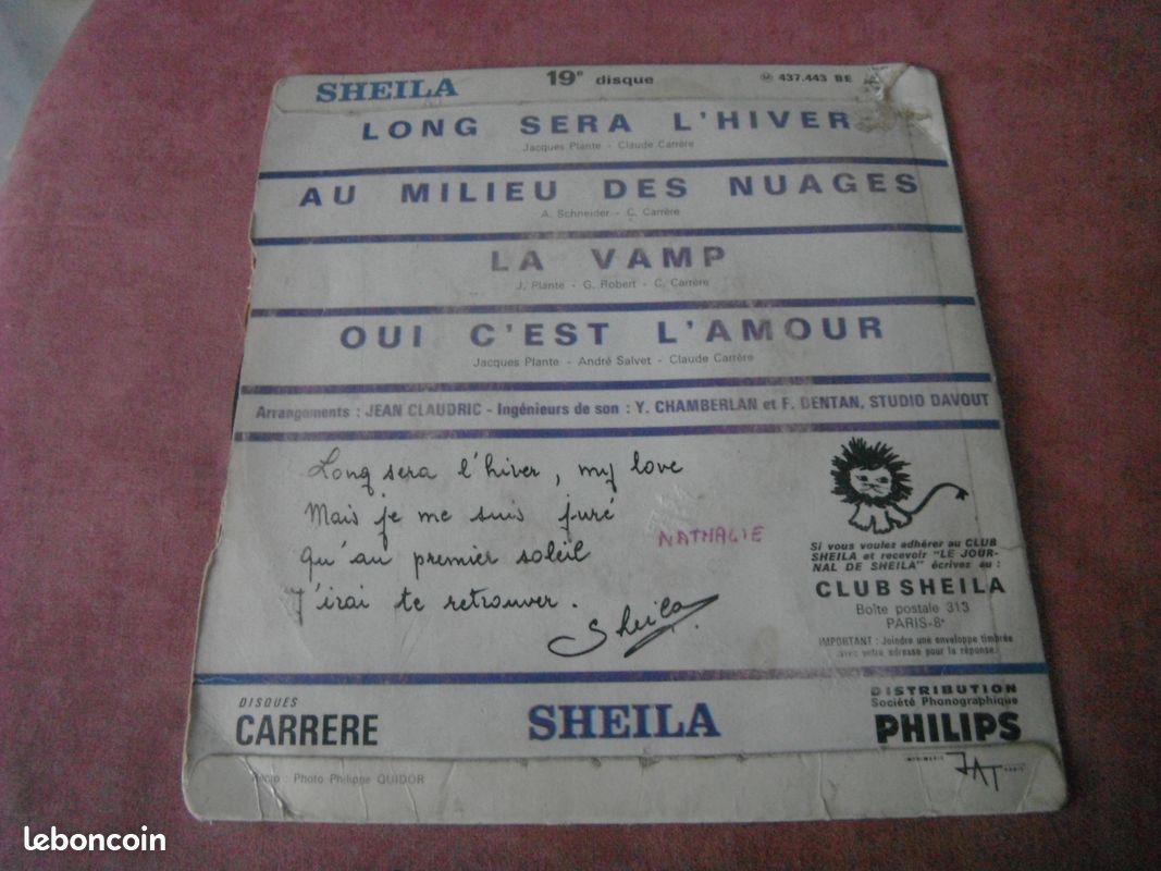 Disque 45t sheila la vamp 1968 carrere (image 2)