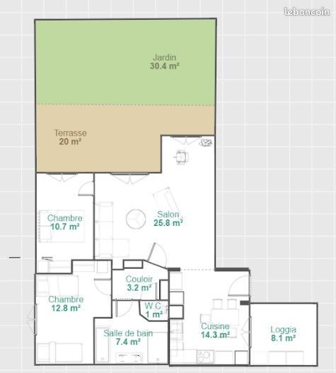 Appartement 3 pièces 72 m² · à Lyon · 72 m² · 1 250 €/mois