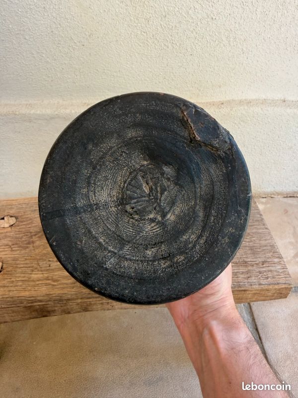 Lot 3 Pots Nepalais inde bois noir sculpté Esprit tribal & wabi-sabi (image 4)
