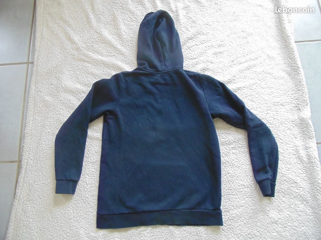 Sweat Vintage Jerzees Ice Fishing 1999, Bleu Marine, Taille M, Hoodie