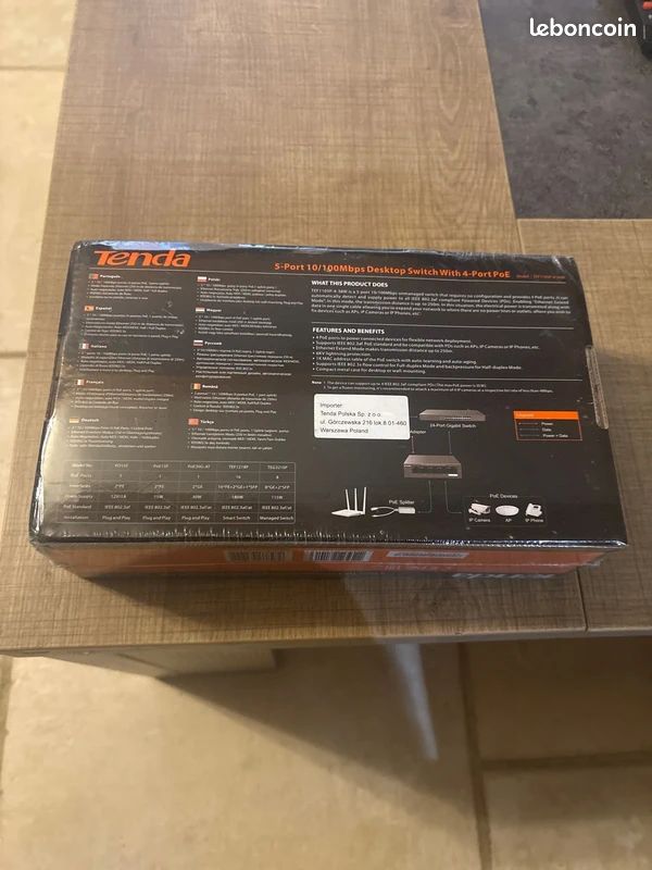 Switch Ethernet PoE Tenda TEF1105P-4-38W neuf sous blister (image 3)