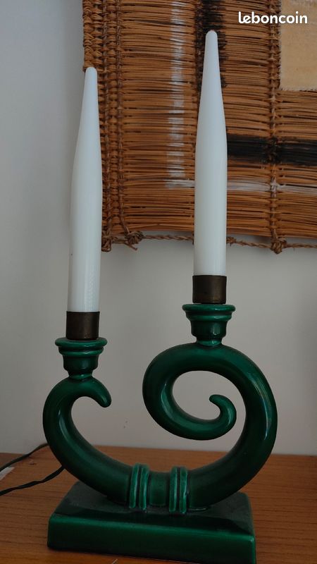 Paire de lampe vintaige Art déco en céramique et verre 1920/1930 (image 2)