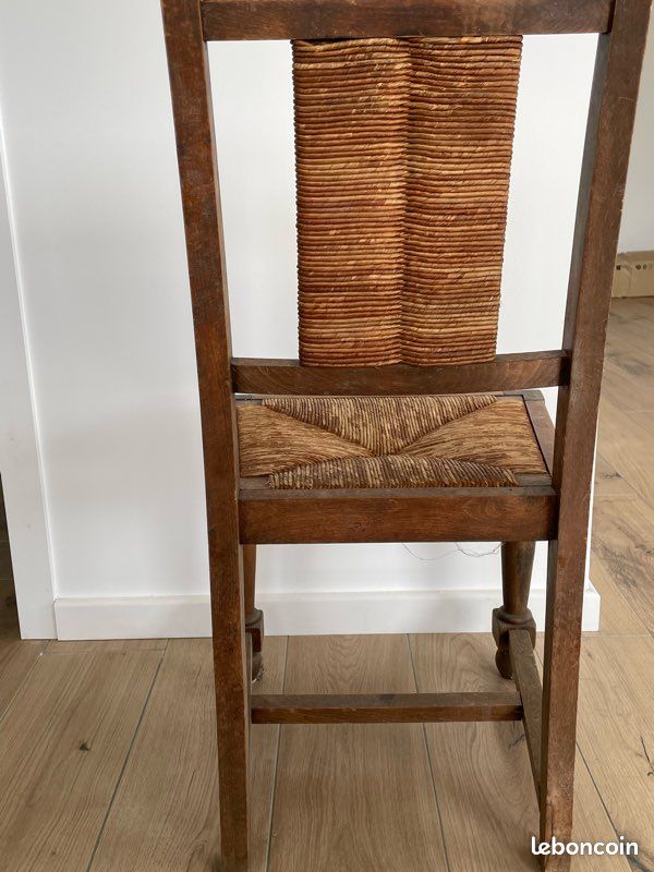 Chaise en bois/paille (image 2)